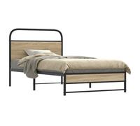 Iiaky Estructura de Cama sin colchón Cama Madera Estructura Cama Bed Frame Cama de Madera 100x200 cm Madera Roble Ahumado // 4100369