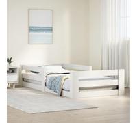 Iiaky Estructura de Cama sin colchón Cama Madera Estructura Cama Bed Frame Cama de Madera Madera de Pino Blanca 90x200 cm // 855682