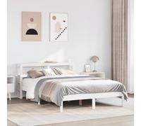 Iiaky Estructura de Cama sin colchón Cama Madera Estructura Cama Bed Frame Cama de Madera Madera de Pino Blanca 140x200 cm // 3305723