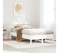 Iiaky Estructura de Cama sin colchón Cama Madera Estructura Cama Bed Frame Cama de Madera Madera de Pino Blanca 120x200 cm // 3306892