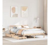 Iiaky Estructura de Cama sin colchón somier Estructura Cama Base de Cama Bed Frame Mueble camamadera de Pino Blanco 150x200 cm // 3301477