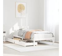 Iiaky Estructura de Cama sin colchón somier Estructura Cama Base de Cama Bed Frame Mueble camamadera Maciza Blanca 75x190 cm // 3301499