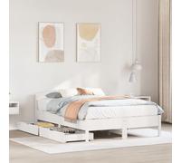 Iiaky Estructura de Cama sin colchón somier Estructura Cama Base de Cama Bed Frame Mueble camamadera de Pino Blanca 120x200 cm // 3301831