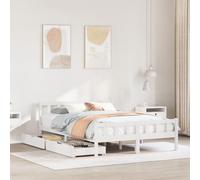 Iiaky Estructura de Cama sin colchón somier Estructura Cama Base de Cama Bed Frame Mueble camamadera Maciza de Pino 160x200 cm // 3301584