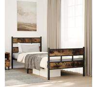 Iiaky Estructura de Cama sin colchón somier Estructura Cama Base de Cama Bed Frame Mueble camametal Roble Ahumado 90x200 cm // 4017064