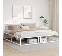 Iiaky Estructura de Cama sin colchón somier Estructura Cama Base de Cama Bed Frame Mueble camametal Blanco 200x200 cm // 4017428