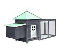 Iiaky Gallinero con ponedero Madera Maciza Abeto Gris 190x72x102 cm Casetas para Perros Exterior