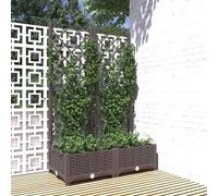Iiaky Jardinera con Enrejado PP marrón 80x40x121,5 cm Jardineras Grandes Exterior Celosias para Terraza Exterior