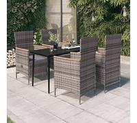 Iiaky Juego de Comedor de jardín de 5 Piezas y Cojines Conjunto Mesa y sillas Jardin Juego de Comedor de jardín Garden Furniture Set Gris 3099451