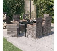 Iiaky Juego de Comedor de jardín de 7 Piezas Mesa terraza Exterior con sillas Mesa Jardin Exterior con sillas mesas de terraza y jardín y Cojines Gris