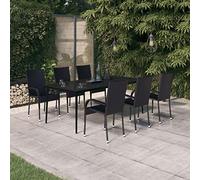 Iiaky Juego de Comedor para jardín 7 Piezas Conjunto terraza Exterior Mesa y sillas Set Comedor de jardín Mesa de Jardin Negro 3099399