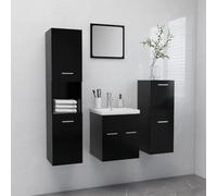 Iiaky Juego de Muebles de baño Madera de ingeniería Negro // 3070902