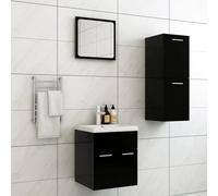 Iiaky Juego de Muebles de baño Madera de ingeniería Negro // 3070992