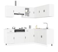 Iiaky Juego de Muebles de Cocina 11 Piezas Madera Mueble de Cocina Cocina Completa Muebles De Cocina por Modulos-Blanco-11 pzas Type-9