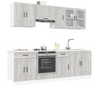 Iiaky Juego de Muebles de Cocina 8 Piezas Madera Mueble de Cocina Cocina Completa Muebles De Cocina por Modulos-Gris Sonoma-8 pzas Type-4