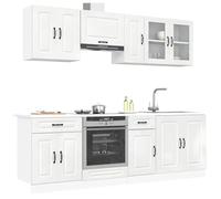 Iiaky Juego de Muebles de Cocina 8 Piezas Madera Mueble de Cocina Cocina Completa Muebles De Cocina por Modulos-Blanco Brillante-8 pzas Type-4