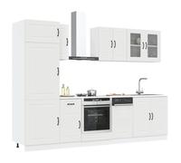 Iiaky Juego de Muebles de Cocina 8 Piezas Madera Mueble de Cocina Cocina Completa Muebles De Cocina por Modulos-Blanco-8 pzas