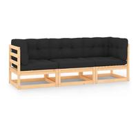 Iiaky Juego de Muebles de jardín 3 pzas y Cojines Muebles terraza Exterior Garden Furniture Conjunto Jardin Muebles Exterior Madera Pino Maciza - 3083741
