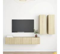 Iiaky Juego de Muebles de salón 4 Piezas Mueble Comedor Muebles TV Mueble Television Muebles TV Salon Roble Sonoma // 3079001