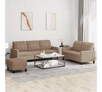 Iiaky Juego de sofás con Cojines 3 Piezas Sofa Jardin Exterior Sofa Exterior terraza Muebles Jardin Exterior Cuero sintético Capuchino // 3201387