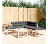 Iiaky Juego de sofás de jardín 5 pzas con Cojines Sofa Jardin Conjunto Jardin Exterior Muebles Jardin Exterior Madera Maciza Pino