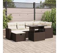 Iiaky Juego de sofás de jardín 7 Piezas con Cojines Outdoor Furniture Sofa Exterior terraza Sofa Jardin Muebles Jardin Exterior ratán PE marrón // 3327823