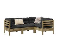 Iiaky Juego de sofás jardín 4 pzas con Cojines Outdoor Furniture Sofa Exterior terraza Sofa Jardin Muebles Jardin Exterior Madera Pino impregnada