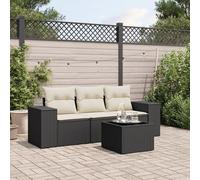 Iiaky Juego de sofás jardín 4 pzas con Cojines Outdoor Furniture Sofa Exterior terraza Sofa Jardin Muebles Jardin Exterior ratán sintético Negro // 3222265