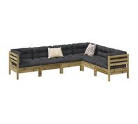 Iiaky Juego de sofás jardín 6 pzas con Cojines Outdoor Furniture Sofa Exterior terraza Sofa Jardin Muebles Jardin Exterior Madera Pino impregnada // 3299462