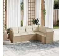 Iiaky Juego de sofás jardín con Cojines Muebles Jardin Exterior Conjunto Jardin Exterior Sofas Exteriores de Jardin 6 pzas ratán sintético Beige // 3217678