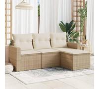 Iiaky Juego de sofás jardín con Cojines Outdoor Furniture Sofa Exterior terraza Sofa Jardin Muebles Jardin Exterior 4 pzas ratán sintético Beige // 3218858