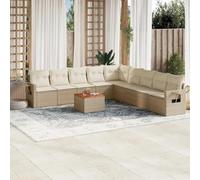 Iiaky Juego de sofás jardín con Cojines Outdoor Furniture Sofa Exterior terraza Sofa Jardin Muebles Jardin Exterior Beige 10 pzas ratán sintético // 3256940