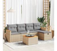 Iiaky Juego de sofás jardín con Cojines Outdoor Furniture Sofa Exterior terraza Sofa Jardin Muebles Jardin Exterior 6 pzas ratán sintético Beige // 3325909