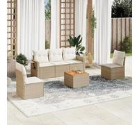 Iiaky Juego de sofás jardín con Cojines Outdoor Furniture Sofa Exterior terraza Sofa Jardin Muebles Jardin Exterior 6 pzas ratán sintético Beige // 3256835