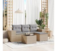Iiaky Juego de sofás jardín con Cojines Outdoor Furniture Sofa Exterior terraza Sofa Jardin Muebles Jardin Exterior 5 pzas ratán sintético Beige // 3222478