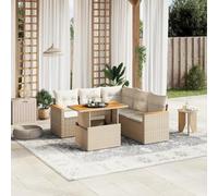 Iiaky Juego de sofás jardín con Cojines Outdoor Furniture Sofa Exterior terraza Sofa Jardin Muebles Jardin Exterior 6 pzas ratán sintético Beige // 3273074