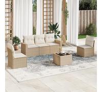Iiaky Juego de sofás jardín con Cojines Outdoor Furniture Sofa Exterior terraza Sofa Jardin Muebles Jardin Exterior 6 pzas ratán sintético Beige // 3218788