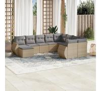 Iiaky Juego de sofás jardín con Cojines Outdoor Furniture Sofa Exterior terraza Sofa Jardin Muebles Jardin Exterior Beige 10 pzas ratán sintético // 3254196