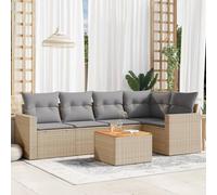 Iiaky Juego de sofás jardín con Cojines Outdoor Furniture Sofa Exterior terraza Sofa Jardin Muebles Jardin Exterior Beige Mezcla 6 pzas ratán PE // 3256444