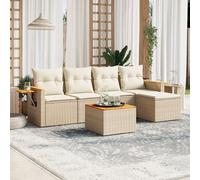 Iiaky Juego de sofás jardín con Cojines Outdoor Furniture Sofa Exterior terraza Sofa Jardin Muebles Jardin Exterior 6 pzas ratán sintético Beige // 3259167