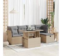 Iiaky Juego de sofás jardín con Cojines Outdoor Furniture Sofa Exterior terraza Sofa Jardin Muebles Jardin Exterior 6 pzas ratán sintético Beige // 3327769