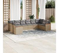Iiaky Juego de sofás jardín con Cojines Outdoor Furniture Sofa Exterior terraza Sofa Jardin Muebles Jardin Exterior Beige 10 pzas ratán sintético // 3258727