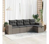 Iiaky Juego de sofás jardín con Cojines Outdoor Furniture Sofa Exterior terraza Sofa Jardin Muebles Jardin Exterior 5 pzas ratán sintético Gris // 3325666