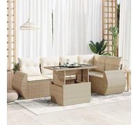 Iiaky Juego de sofás jardín con Cojines Outdoor Furniture Sofa Exterior terraza Sofa Jardin Muebles Jardin Exterior 6 pzas ratán sintético Beige // 3326639