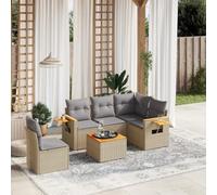 Iiaky Juego de sofás jardín con Cojines Outdoor Furniture Sofa Exterior terraza Sofa Jardin Muebles Jardin Exterior 6 pzas ratán sintético Beige // 3259224