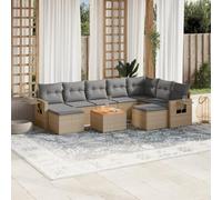 Iiaky Juego de sofás jardín con Cojines Outdoor Furniture Sofa Exterior terraza Sofa Jardin Muebles Jardin Exterior Beige 10 pzas ratán sintético // 3224848