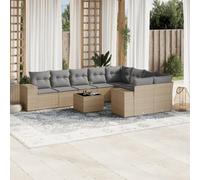 Iiaky Juego de sofás jardín con Cojines Outdoor Furniture Sofa Exterior terraza Sofa Jardin Muebles Jardin Exterior Beige 10 pzas ratán sintético // 3223048