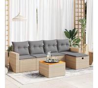 Iiaky Juego de sofás jardín con Cojines Outdoor Furniture Sofa Exterior terraza Sofa Jardin Muebles Jardin Exterior 6 pzas ratán sintético Beige // 3325783