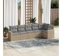 Iiaky Juego de sofás jardín con Cojines Sofa Jardin Conjunto Jardin Exterior Muebles Jardin Exterior 6 pzas ratán sintético Beige // 3218979