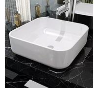 Iiaky Lavabo Cuadrado de cerámica Blanco 39x39x13,5 cm Lavado De Bano Lavamanos PequeñO